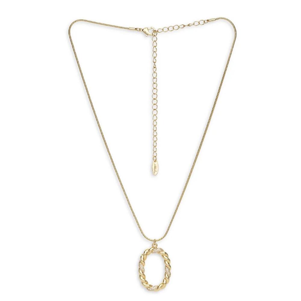 NEW ETTIKA REVOLVE 18K Goldplated Twisted Crystal Initial Pendant Necklace O